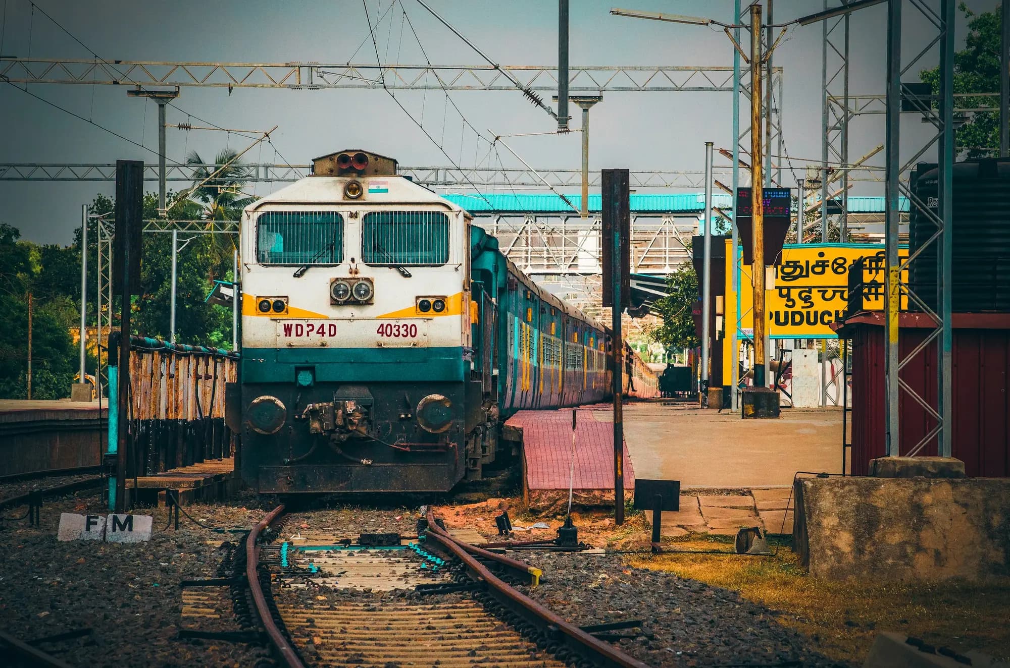 Locomotive at an Indian railway station