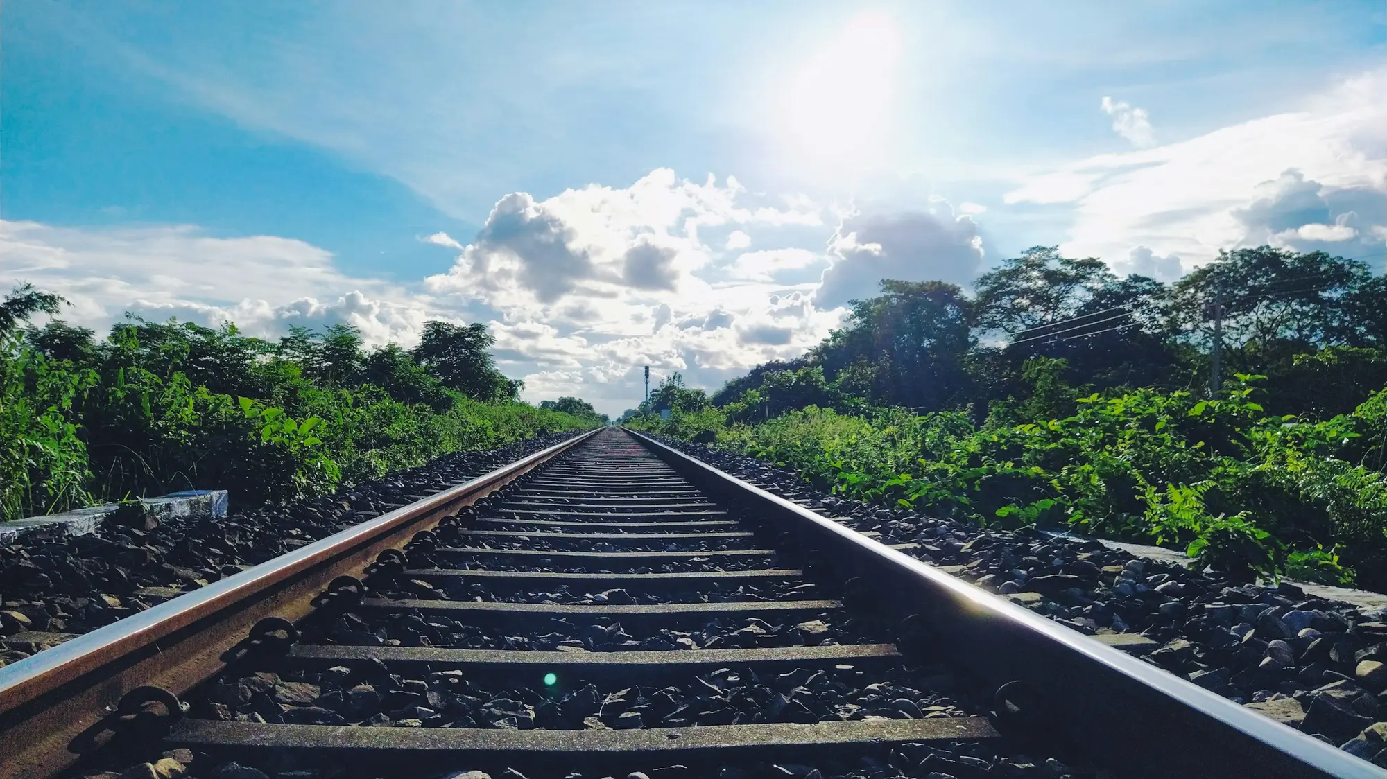 Railway track stretching to the horizon